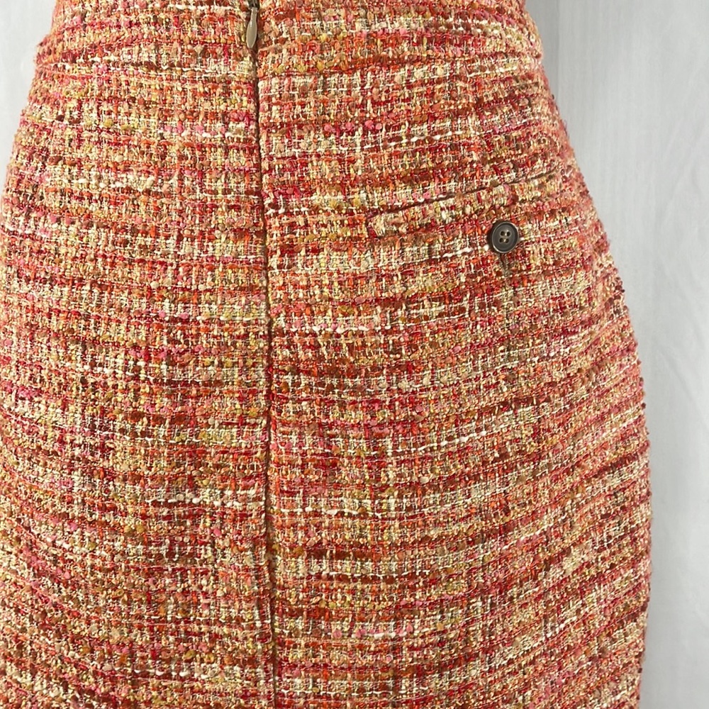 Kenar Orange, Tan, Ivory, Multi colored, Tweed, Lined skirt,Size 8 - Picture 3 of 8